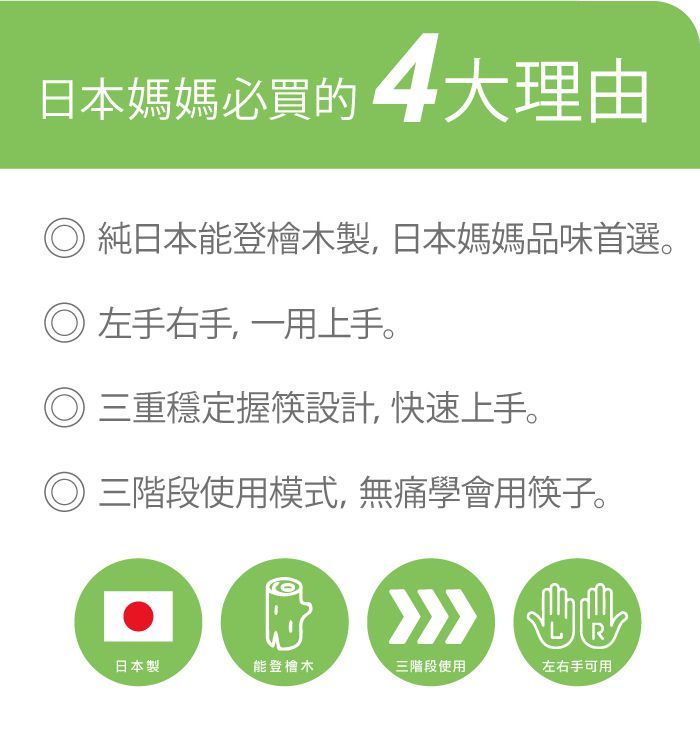 日本 Combi - 木製三階段彈力學習筷-右手附盒-綿羊白-日本製