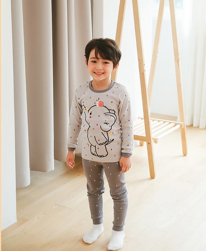 正韓 Puco - 超優質嬰幼兒/兒童長袖100% 有機純棉家居服/睡衣-大象寶寶