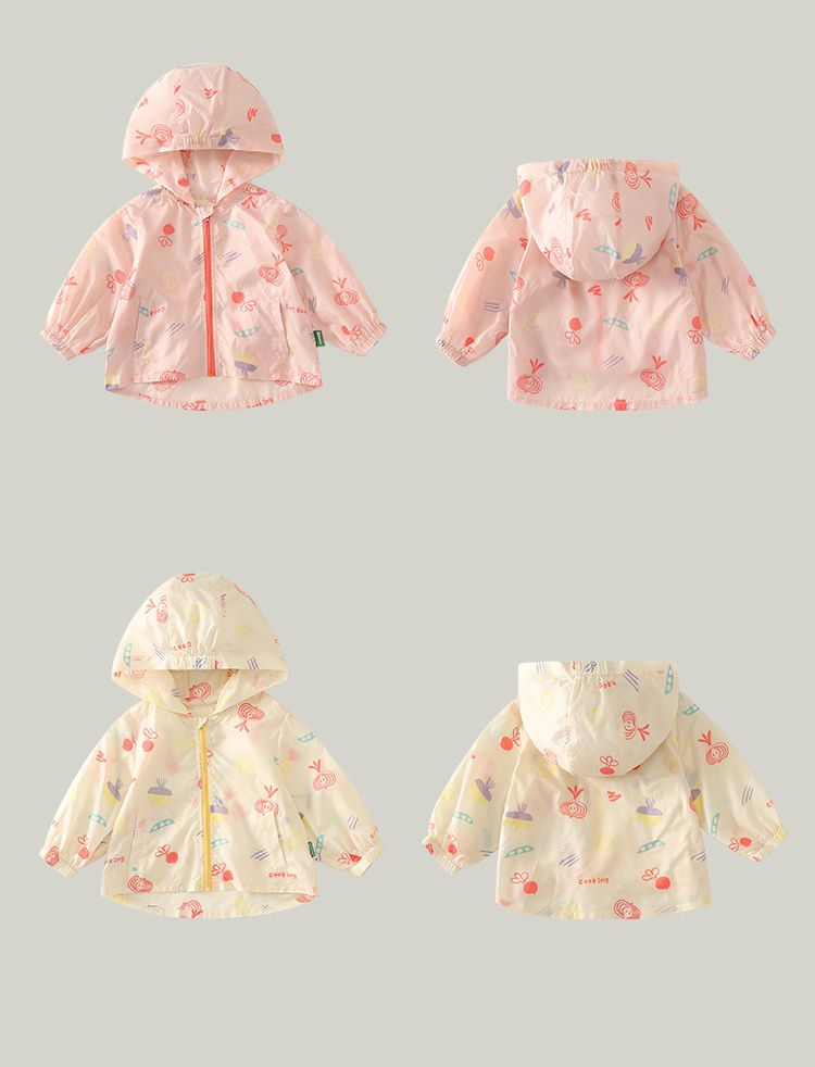 純棉薄款連帽外套-滿版小洋蔥-粉色