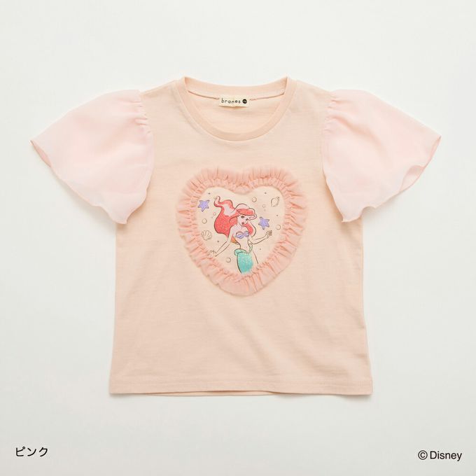 日本 BRANSHES - 迪士尼限定 夢幻雪紡短袖上衣-卡通人物艾莎-白