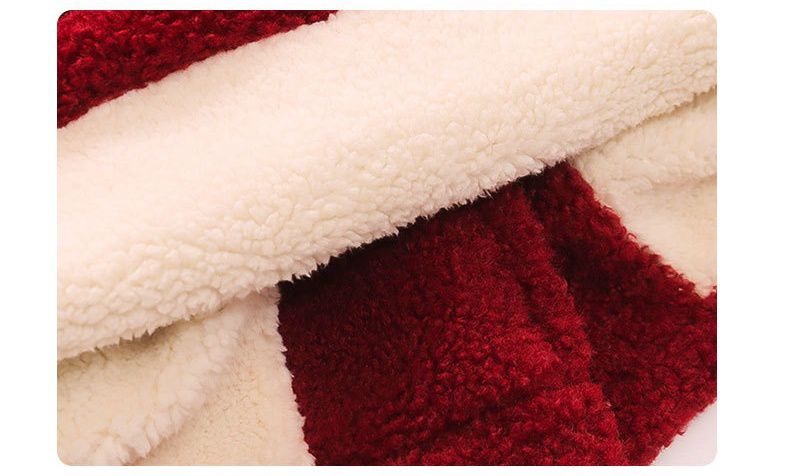 加厚毛絨造型長版外套-兔子耳朵-紅色-(送兔子配飾)