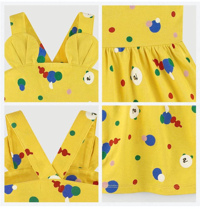 韓國 milk mile - 彩色點點吊帶洋裝-黃