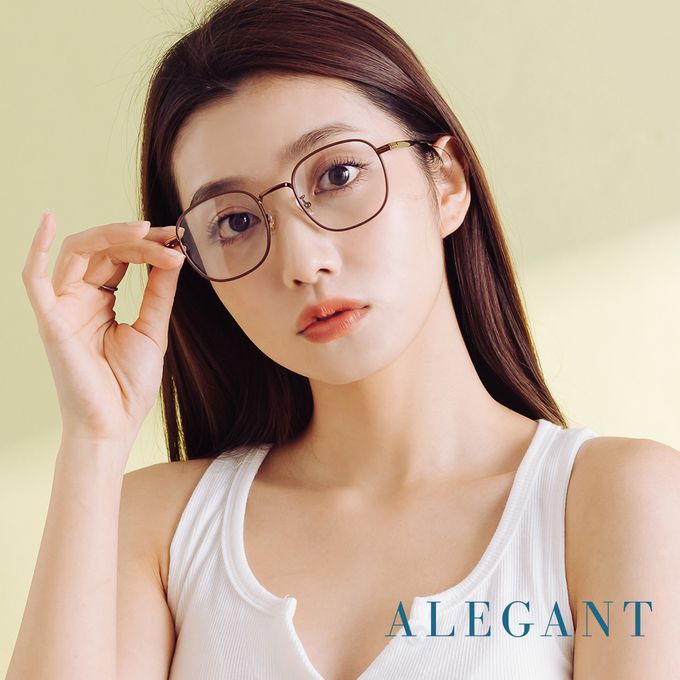 ALEGANT - 韓流復古暖日棕溫莎圈橢圓光學框UV400濾藍光眼鏡
