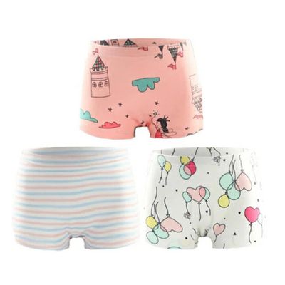 日本 Ho-ho kids - [樂天4冠王]純棉透氣女孩內褲(3入)-城堡/氣球-粉白