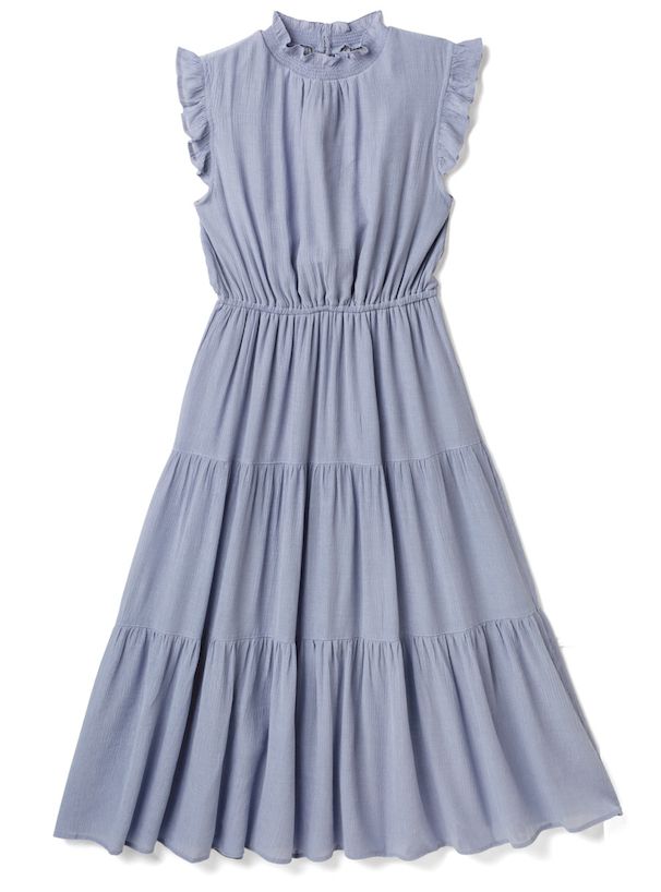 日本 GRL - 清新夏日收腰飛飛袖洋裝-星塵藍