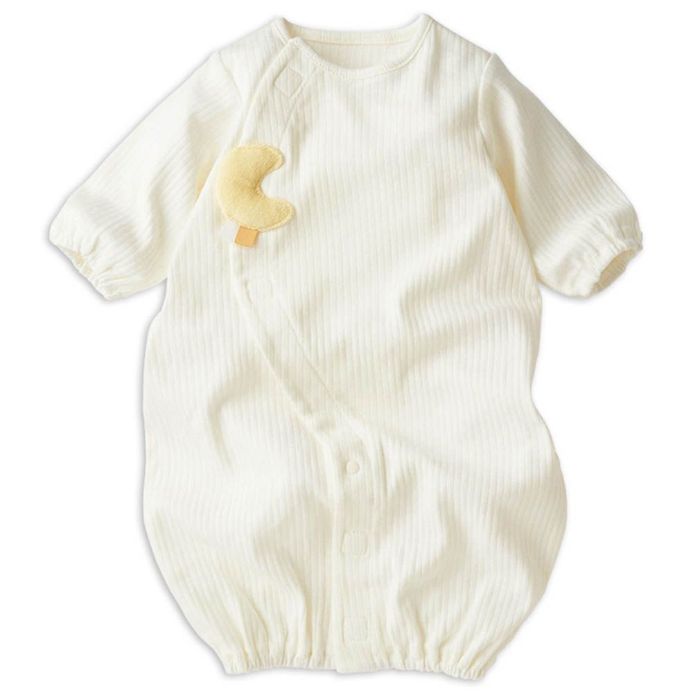 長袖連身衣 穿衣練習-穿脫方便省時-米白色 (50~60cm)