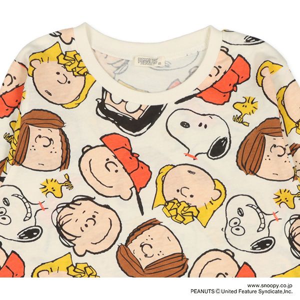 日本西松屋 - 史努比 圓領印花長袖上衣-PEANUTS-可可