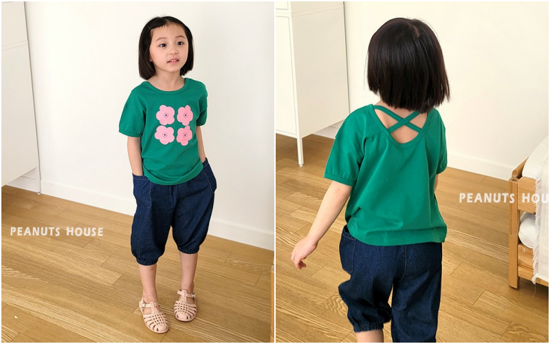 韓國 Peanuts House - 四朵花花T-杏