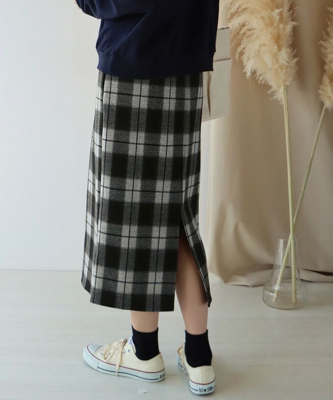 日本 BLUE EAST - 氣質修身學院風長裙-格紋-黑