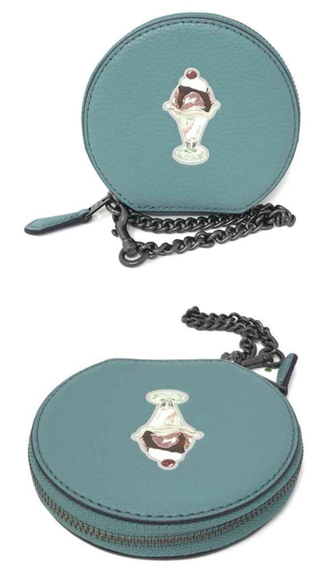 COACH - 冰淇淋拉鍊零錢包 (藍綠)