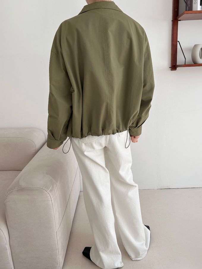 韓國女裝連線 - 秋季必備！短版風衣外套-軍綠 (FREE)