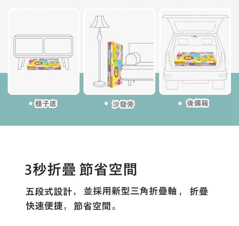 Vanibaby - XPE雙面折疊地墊/爬行地墊-動物王國 (180x200x1cm)