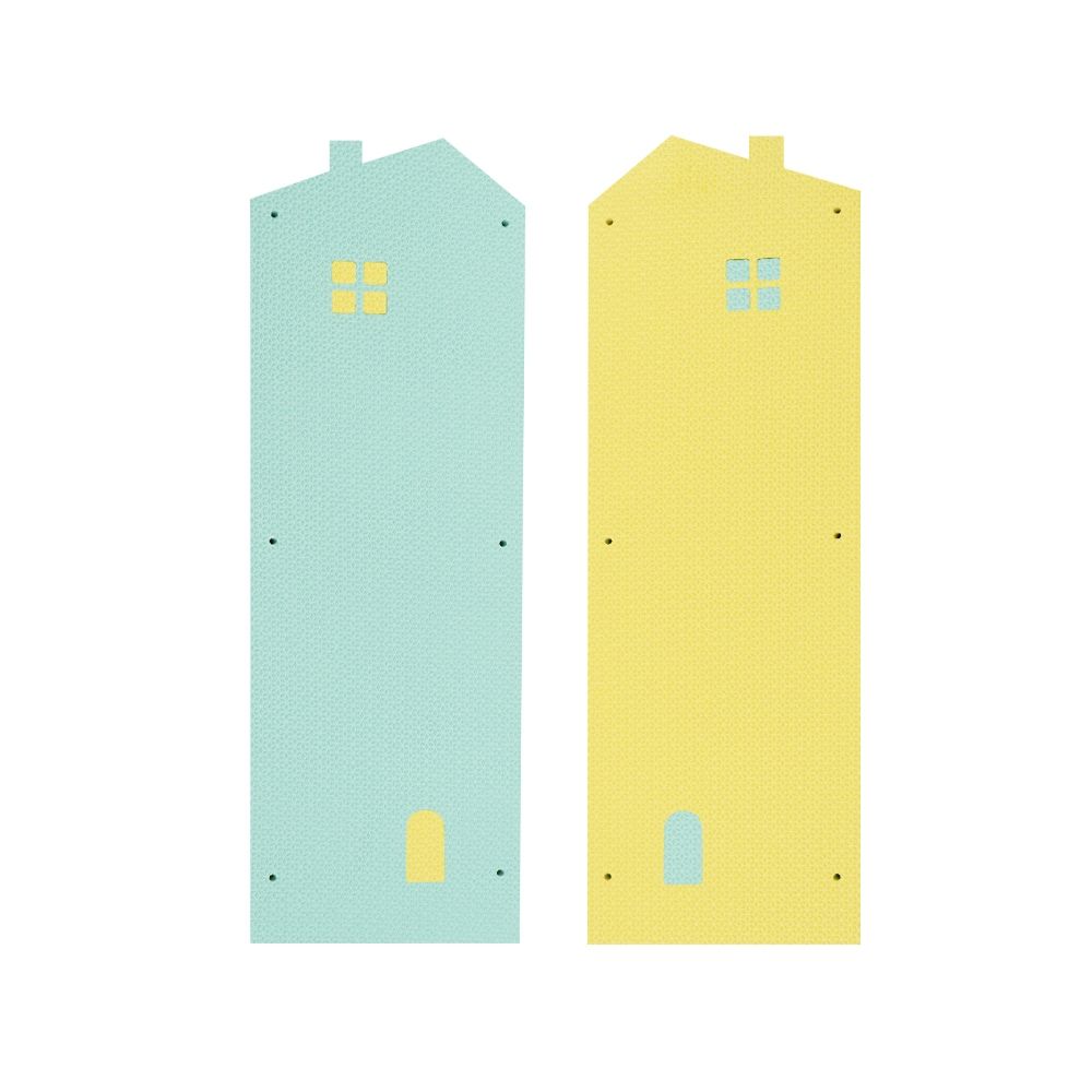 EVA無毒樓梯安全護板6片組-小屋款-黃&淺綠 (18cm*56cm*2cm)