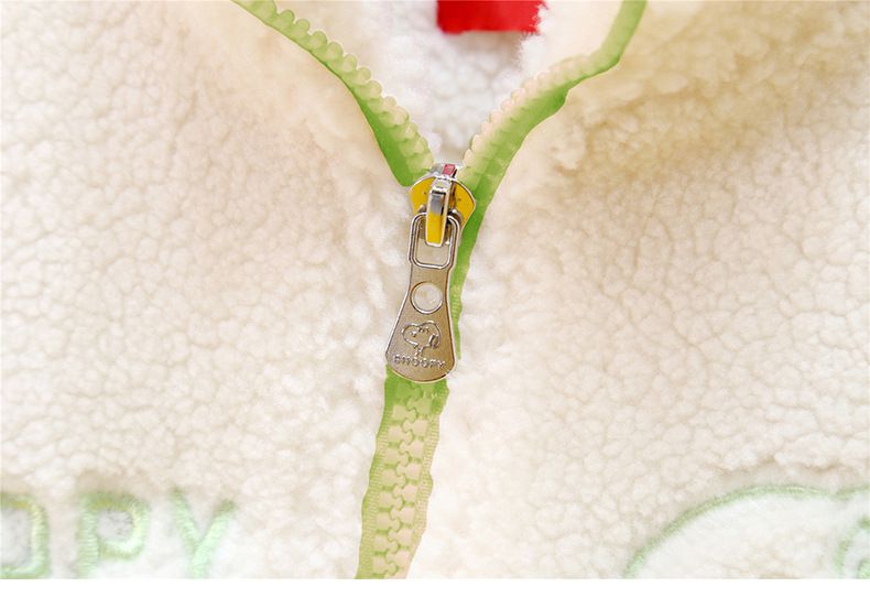 卡通人物史努比羊羔絨半高領拼色外套-SNOOPY刺繡-橘色