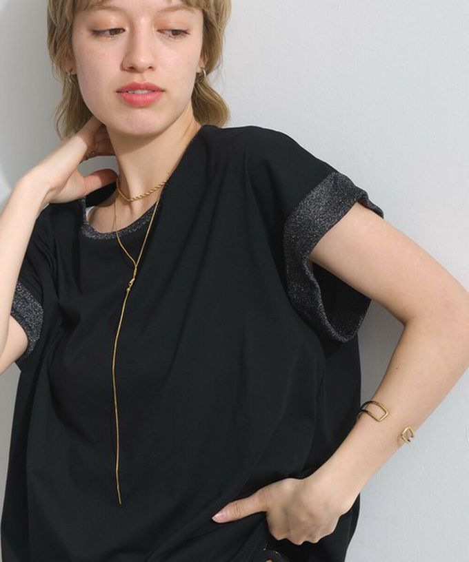 日本 le colis - 光澤滾邊舒適休閒法式袖上衣-白