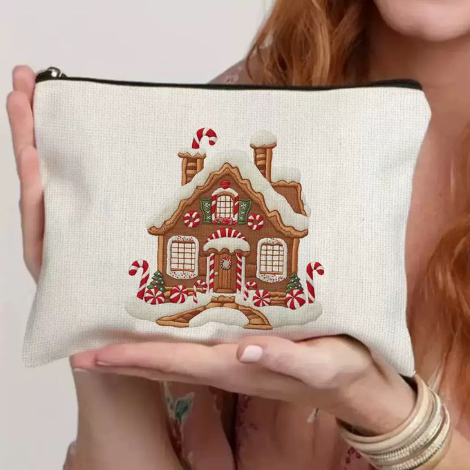 聖誕節精美印刷帆布提袋配拉鍊收納袋-2件組