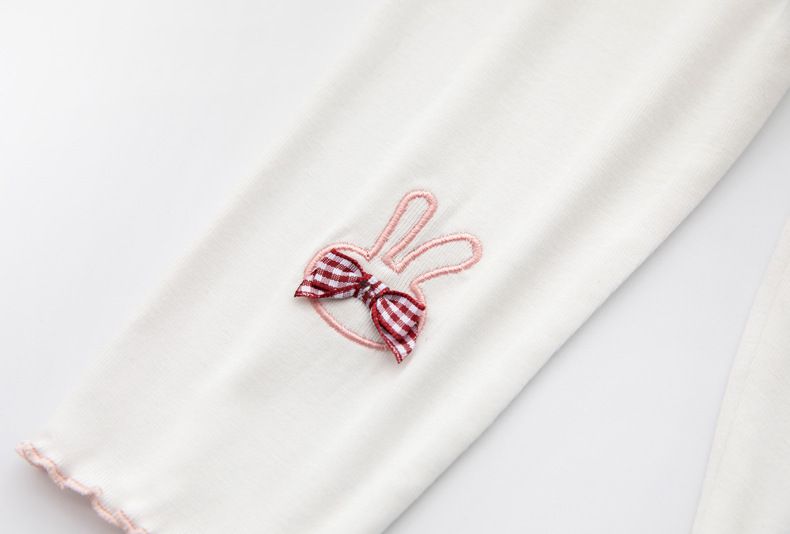 FANMOU - 七分內搭褲(莫代爾)-蝴蝶結-黑色