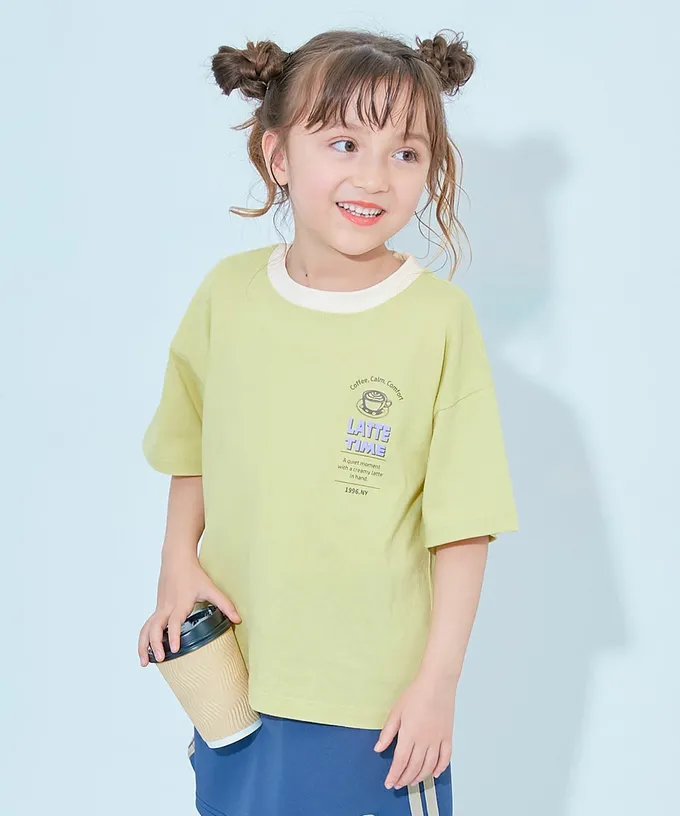 日本 devirock - 100%棉 定番印花短袖上衣-冰淇淋蘇打-摩登紫