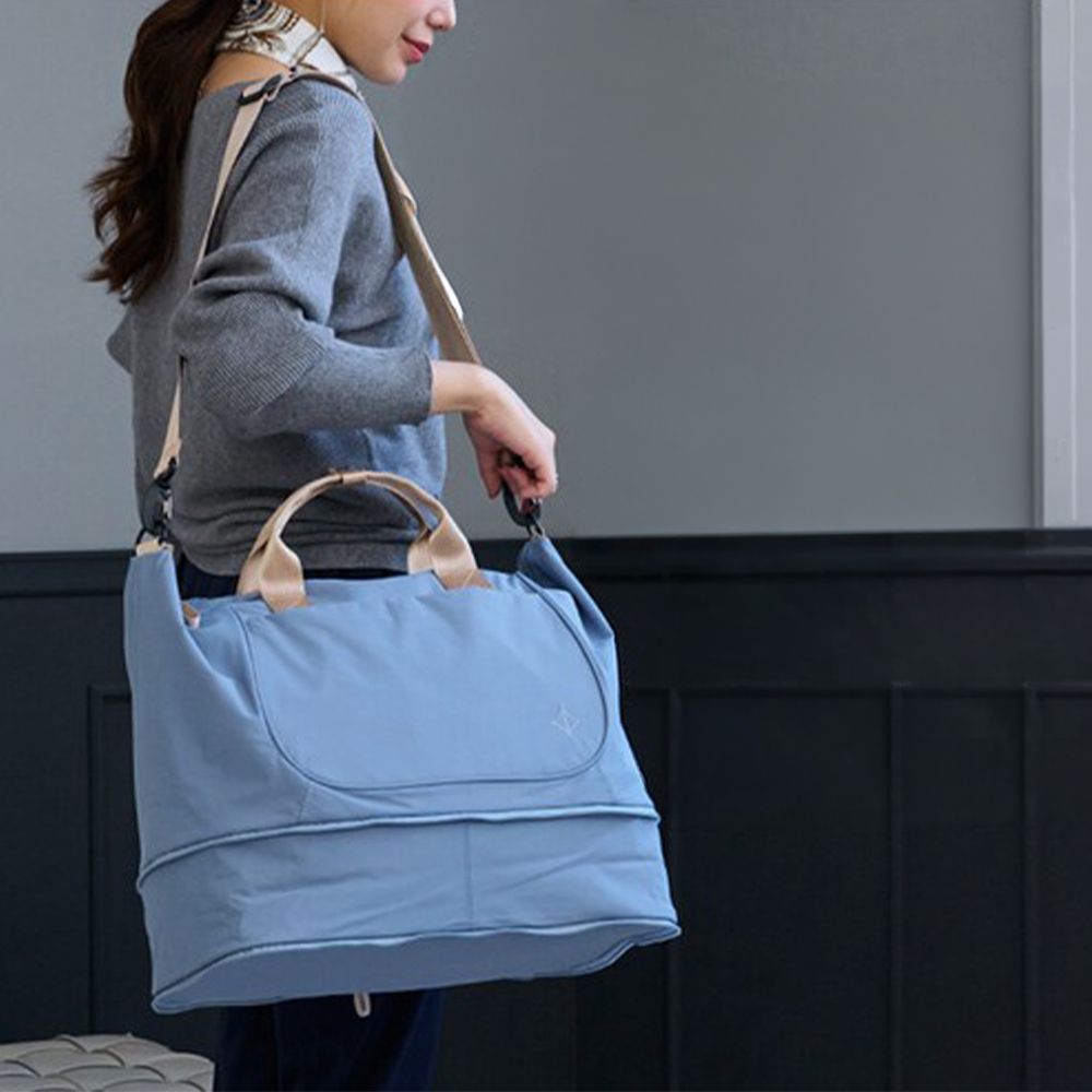 旅行系列 輕量防潑水波士頓包/登機包(可擴張)-藍