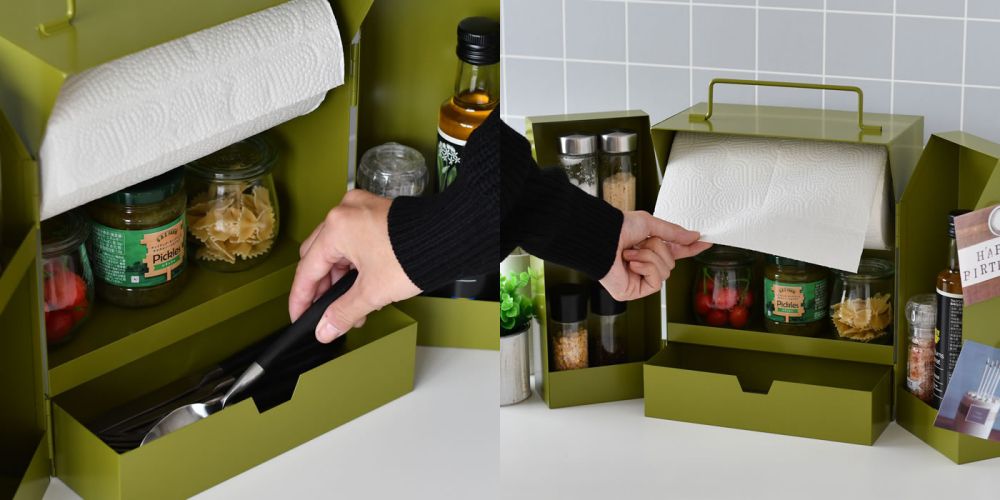 日本 Seto Craft - 歐式風情 美型調味料收納箱-綠 (25x18.5x30cm)