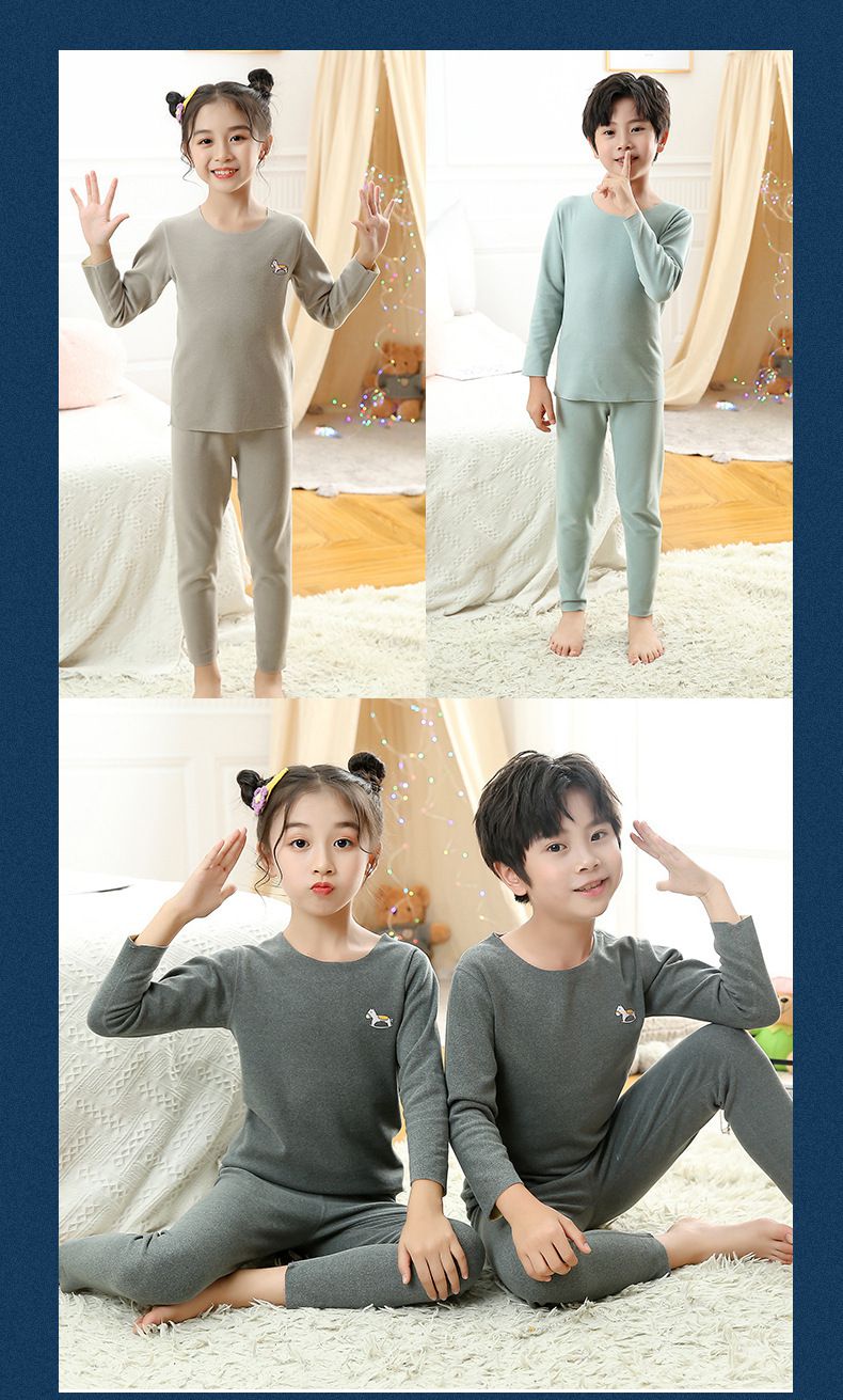 德絨圓領無痕長袖家居服套裝/睡衣-變色木馬-淺藍色