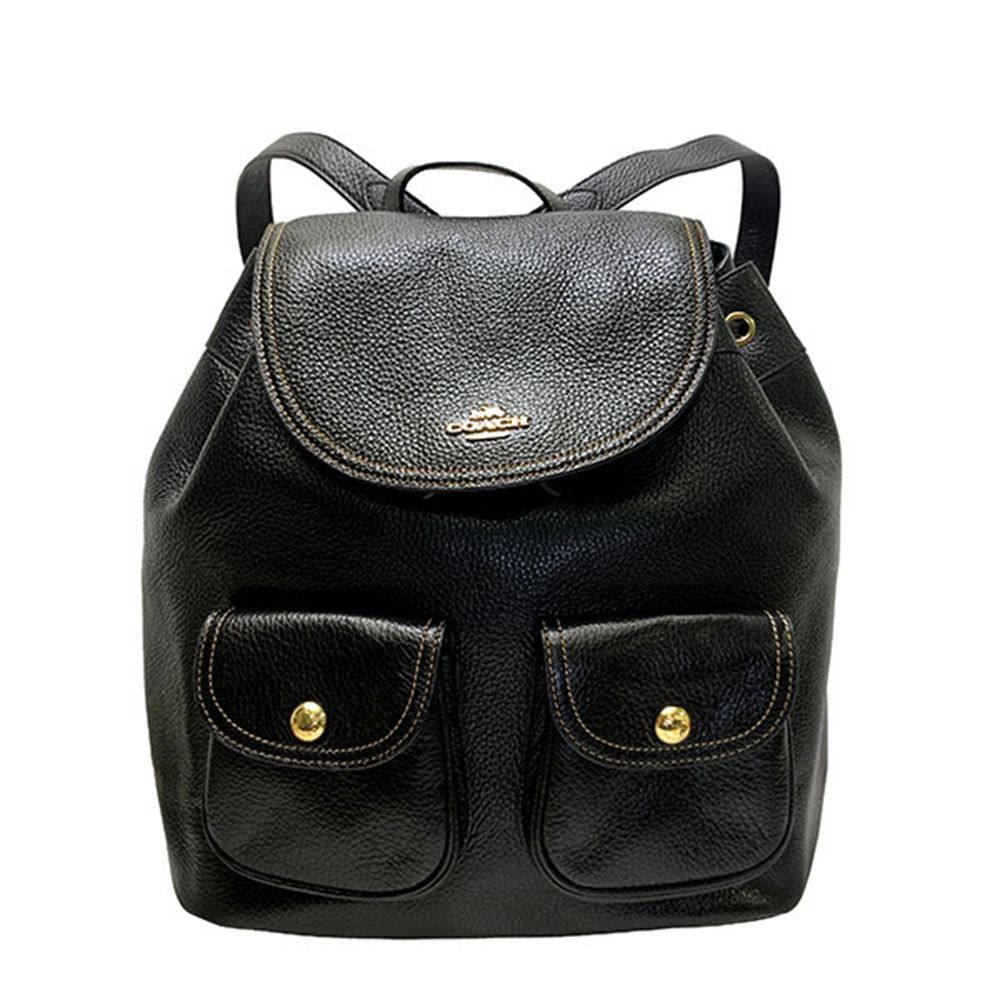 荔枝紋皮革後背包 (黑色)