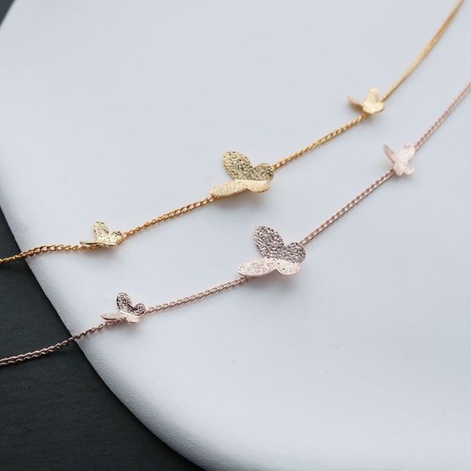 日本 Melody Accessory - 日本製 翩翩立體蝴蝶手鍊-玫瑰金