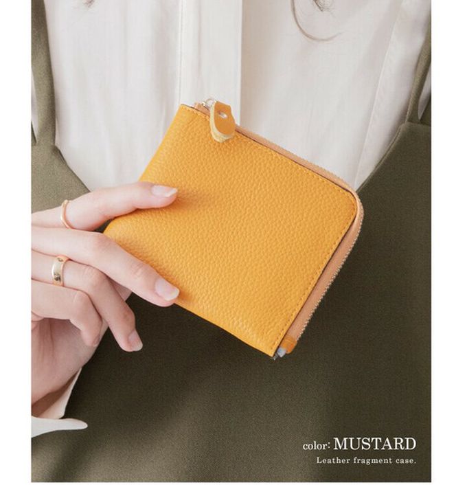 日本 LIZDAYS - 真皮迷你超輕巧拉鍊短夾-湖水藍 (11x9.5x1.5cm)