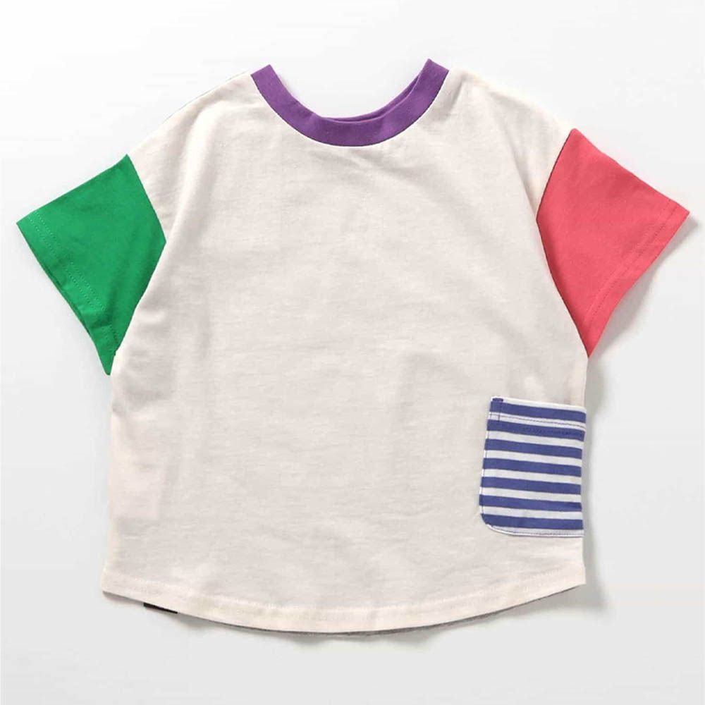 正反OK！前後兩穿短袖上衣-多彩-白x綠x粉紅