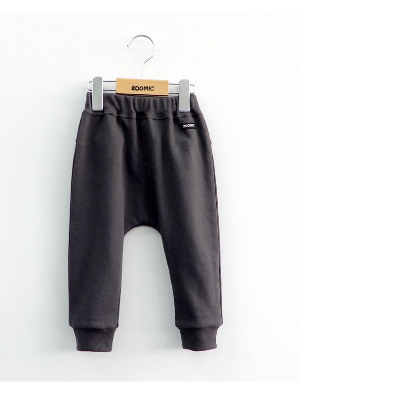 日本 ZOOLAND - 印花拼接長褲(裏毛)-狗狗耳朵-深灰