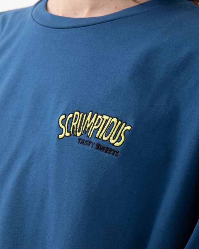 日本 gleam - 美式復古糖果印花寬大風短袖T恤-燕麥灰