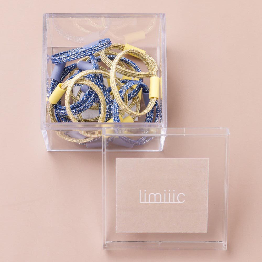 日本 Lattice - 繽紛彈力兒童髮圈超值組-盒裝16pcs-藍黃
