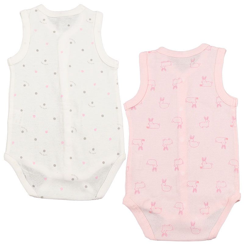 akachan honpo - 無袖速乾前開式包屁衣2件組-粉紅色