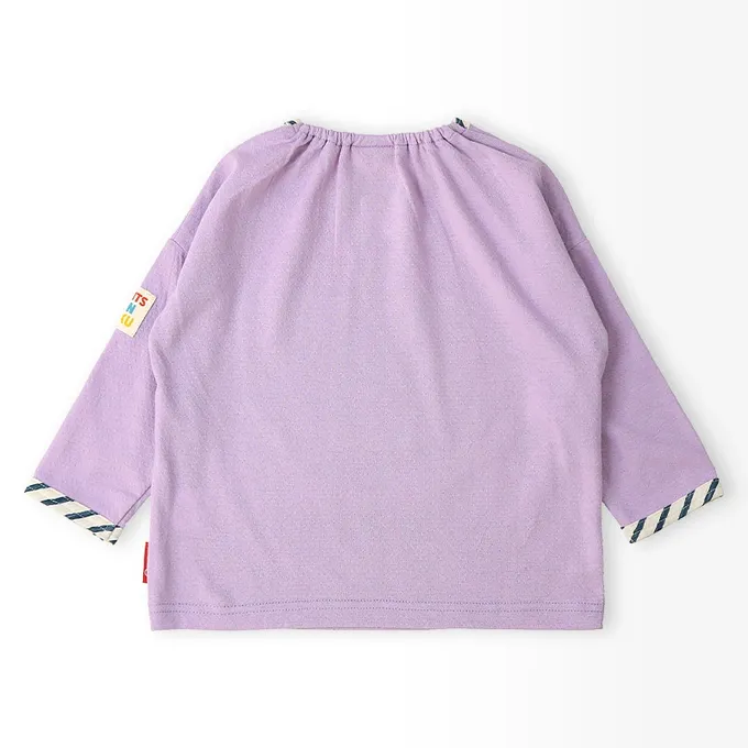 日本 ZOOLAND - 水果樂園 格紋緹花長袖上衣-香蕉-薄荷綠