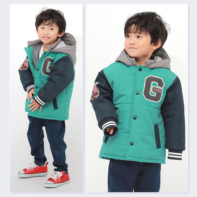 日本 ZOOLAND - 潑水加工 防寒玩雪連帽鋪棉外套-撞色-棕系