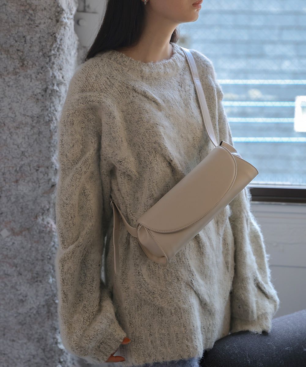 日本 Bab - 簡約皮革法棍小包-黑