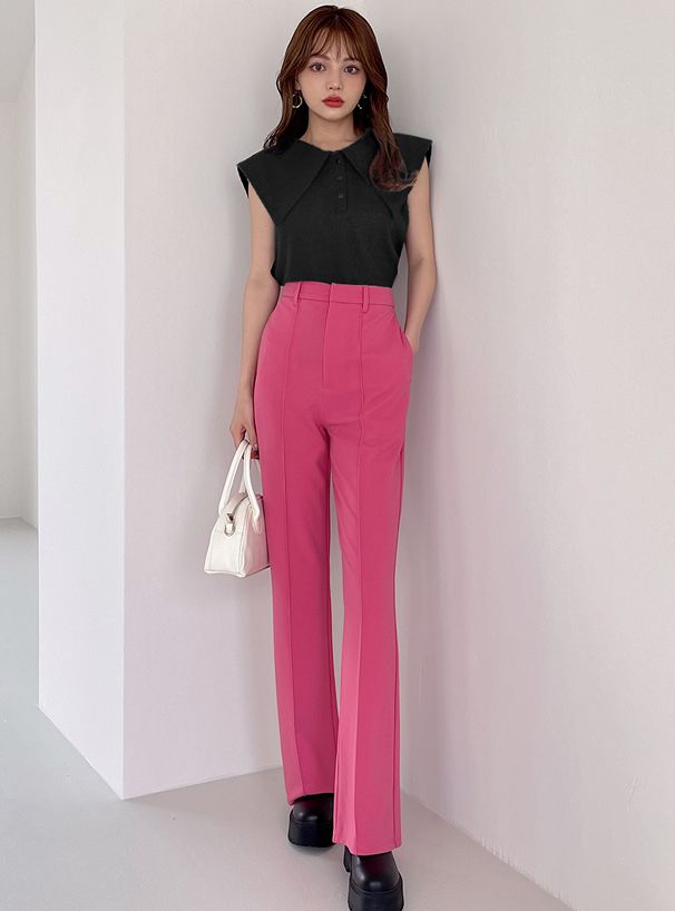 日本 GRL - 水手領羅紋針織無袖上衣-淺灰杏