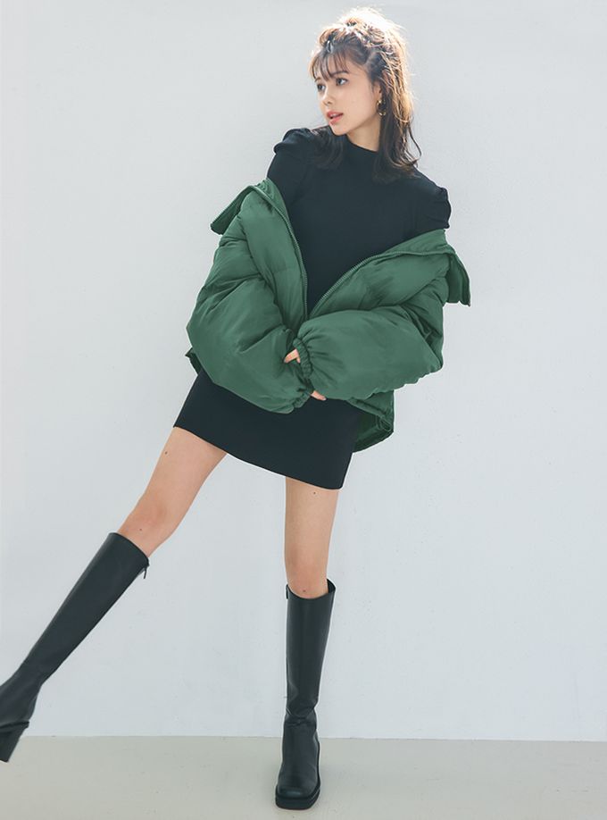 日本 GRL - 防風領百搭鋪棉短版外套-白 (F)