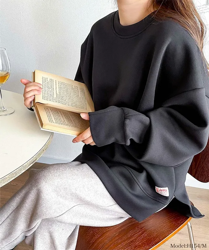 日本 Classical Elf - Java 光澤感柔軟厚磅休閒長袖上衣-灰