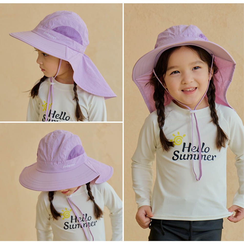 UPF 50+抗UV水陸兩用防曬遮脖帽/戲水帽-紫