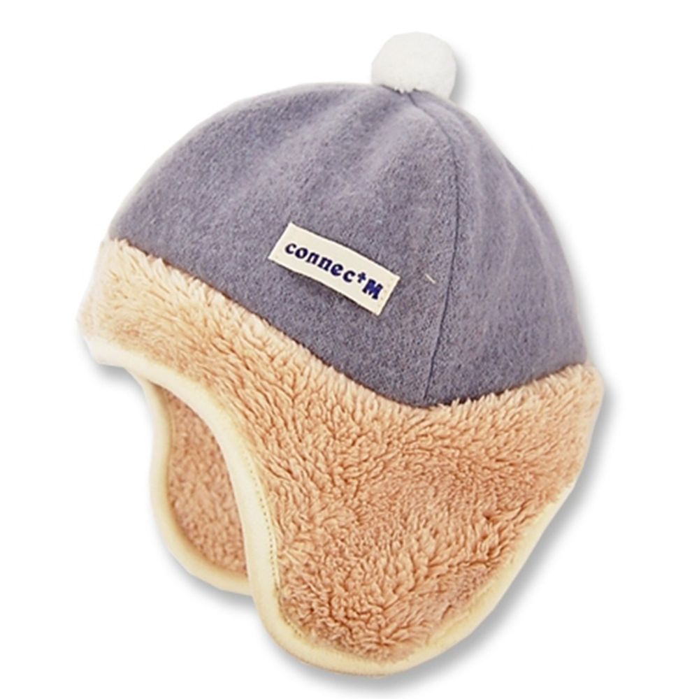 日本 Connect M - 日本製可愛冬帽-小童款-遮耳帽_灰底-83-1011