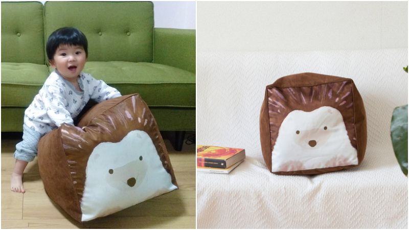 日本 TOYO CASE - 可愛動物 2way 棉被收納袋 / 抱枕-刺蝟 (Φ35×73cm)