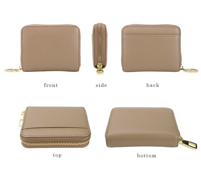 日本 LIZDAYS - 真皮多卡收納迷你短夾/錢包-內裏印花-黑 (11x9x2.5cm)