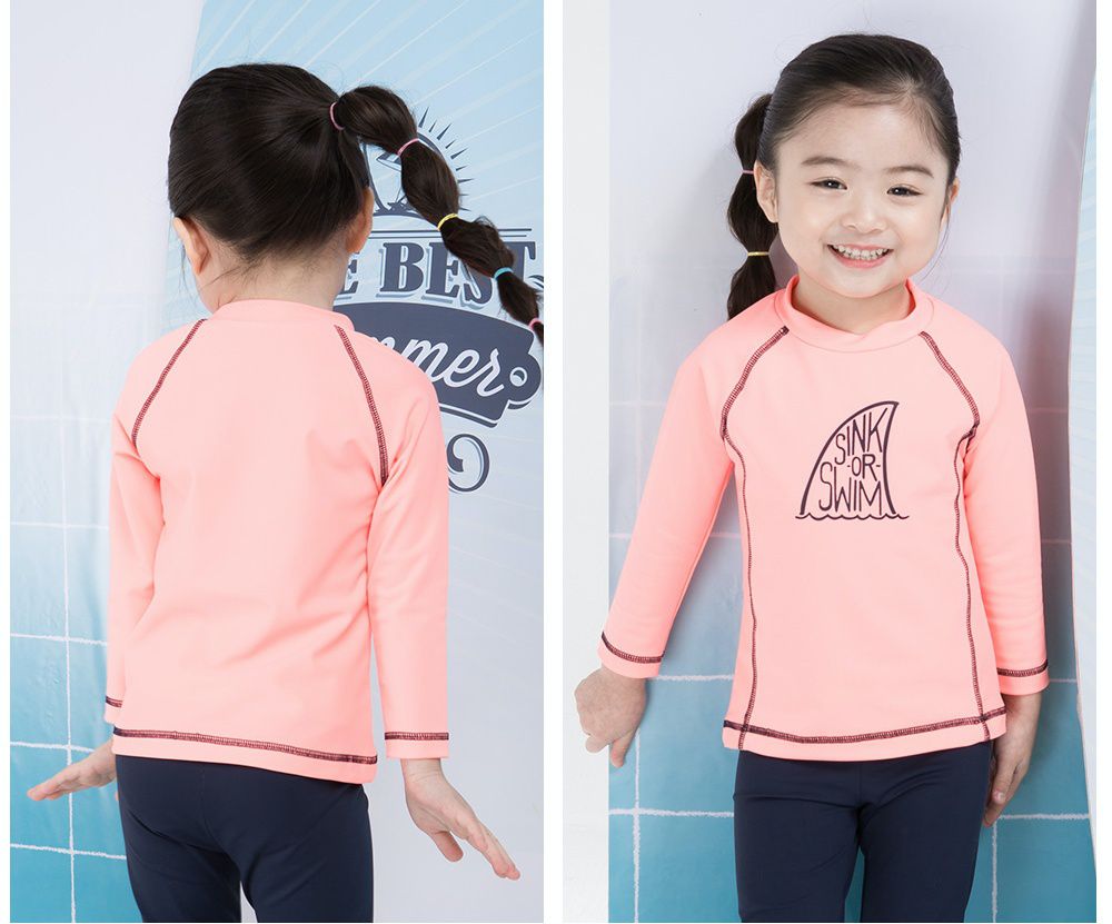 韓國 Ppippilong - (抗UV)防曬泳裝2件組-粉紅帆船