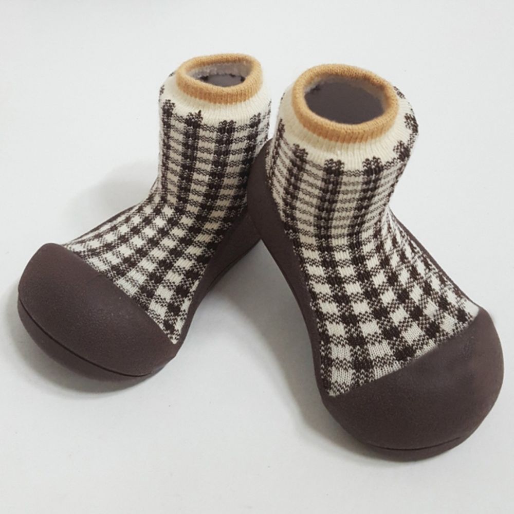 韓國 Attipas - 襪型學步鞋-褐色蘇格蘭