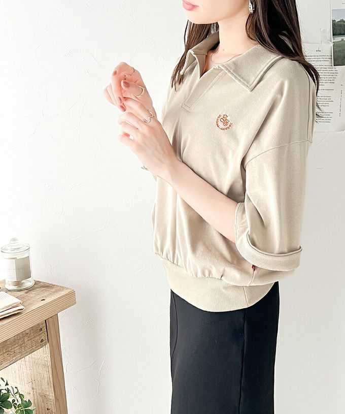 日本 Classical Elf - Java 顯瘦領率性五分袖上衣-黑