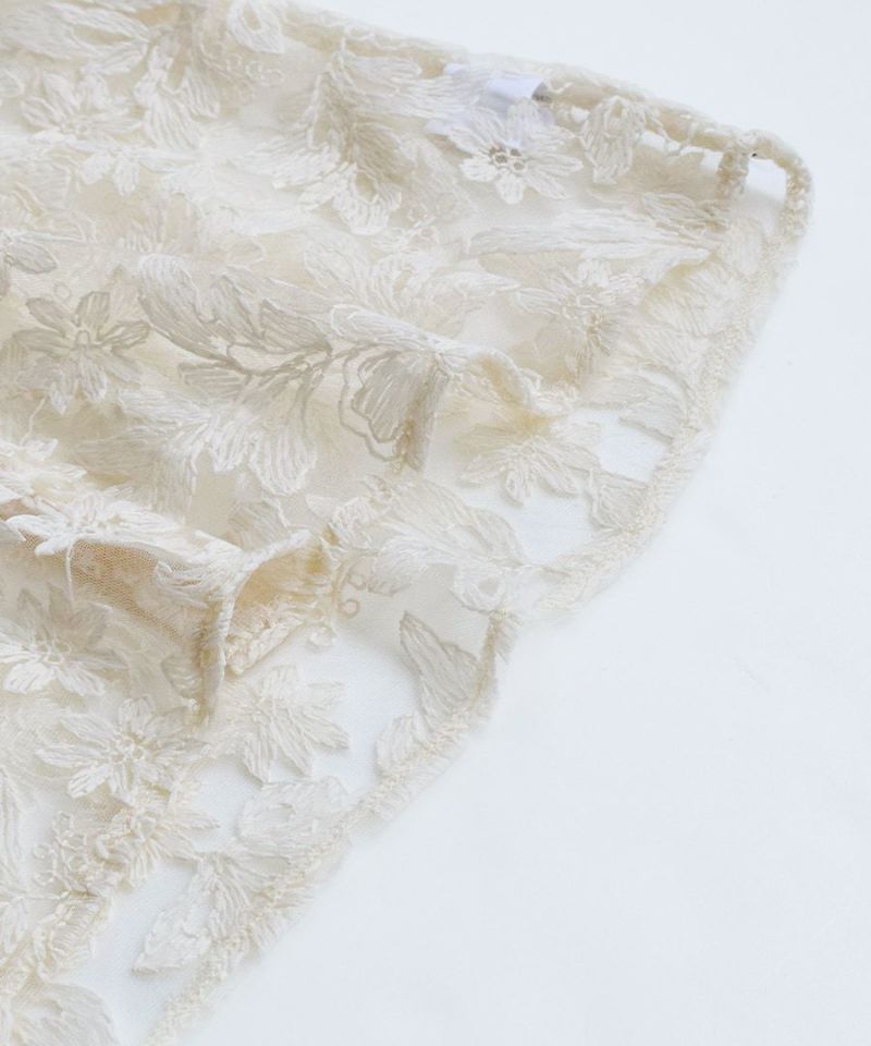 日本 zootie - 優雅花朵蕾絲薄外套/罩衫-米杏