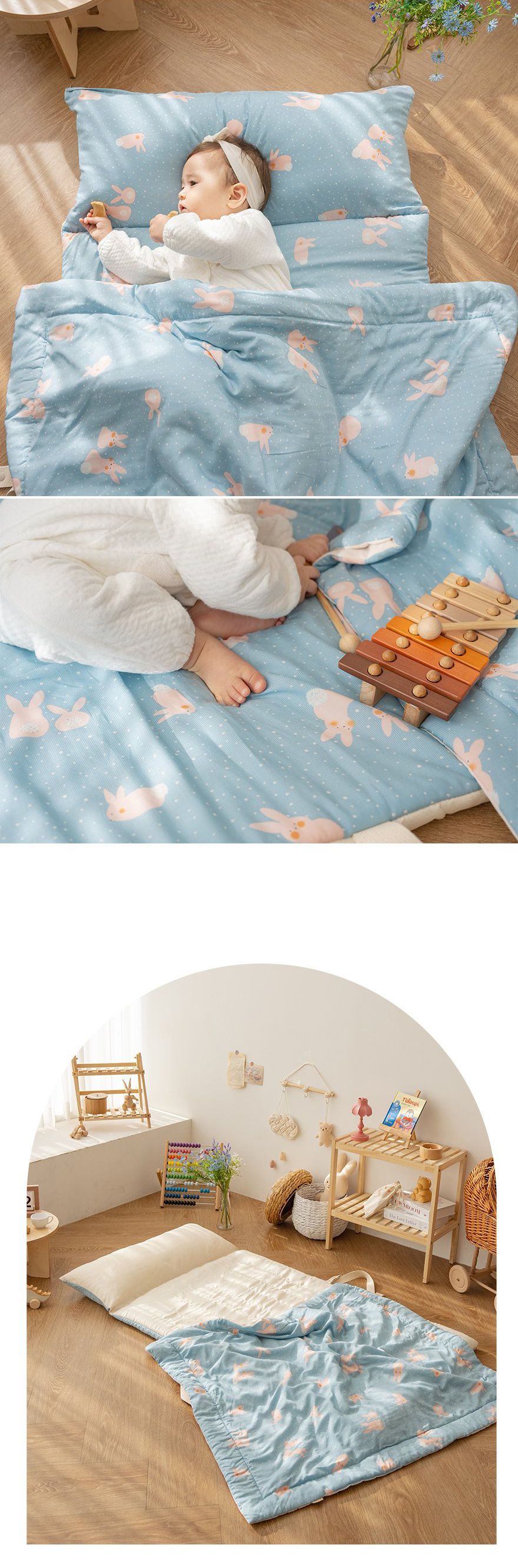 韓國 Formongde - 莫代爾5cm厚墊雙面用睡袋/寢具(附防水收納袋)-星空兔兔-*此款售完不補