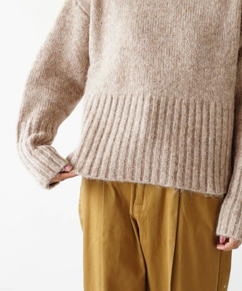日本 zootie - 羊毛感柔軟羅紋寬鬆毛衣-淺棕