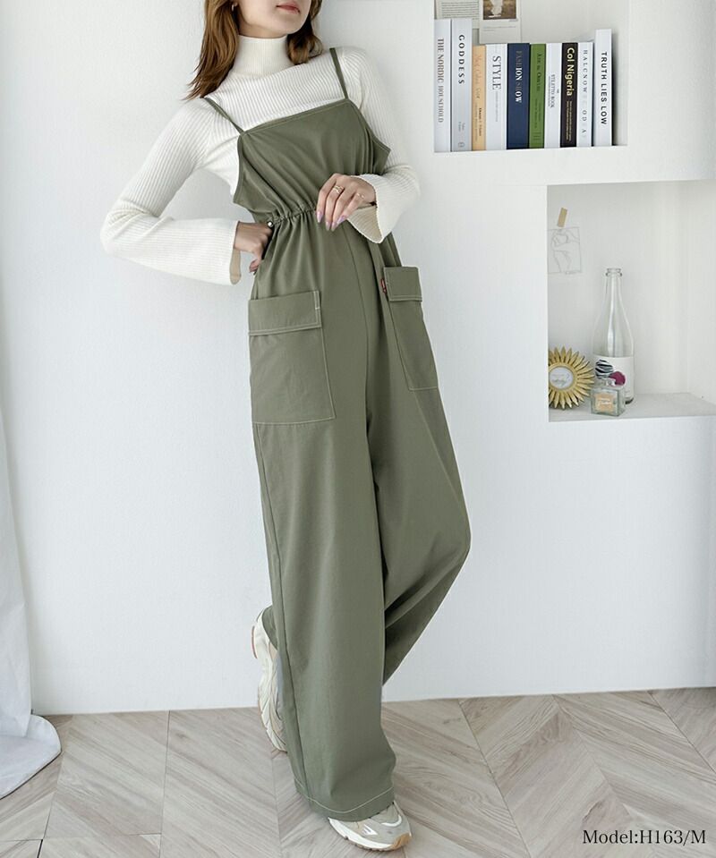 日本 Classical Elf - 工裝風側抽繩吊帶褲-黑